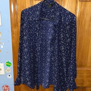 Mossimo Navy Pattern Button Down Shirt Size XL